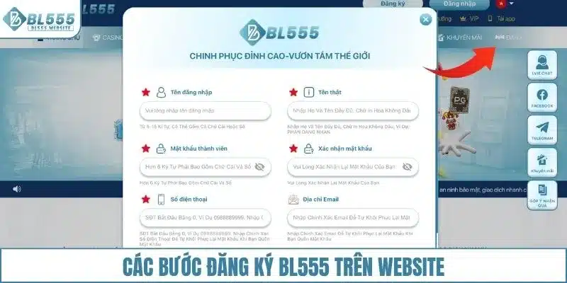Các bước đăng ký BL555 trên website