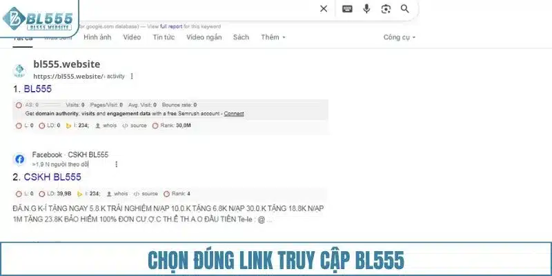 Chọn đúng link truy cập BL555